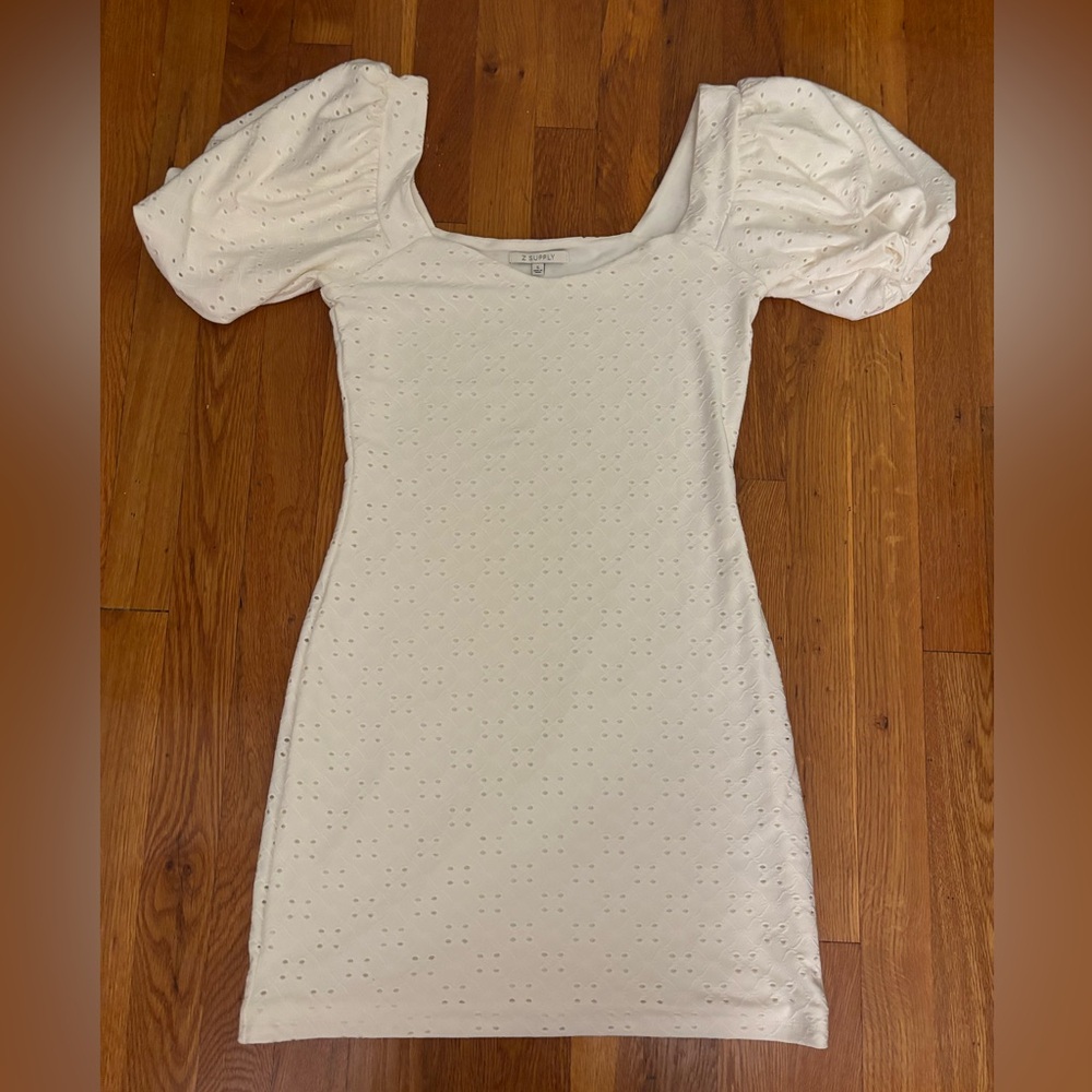 Z Supply White Puff Sleeve Mini Dress